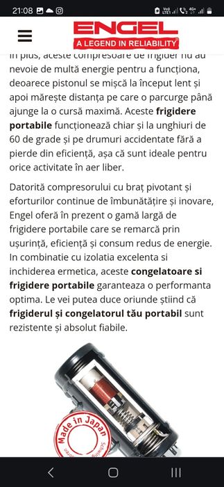 Frigider rulota  Engels compresor 12V 92 litri