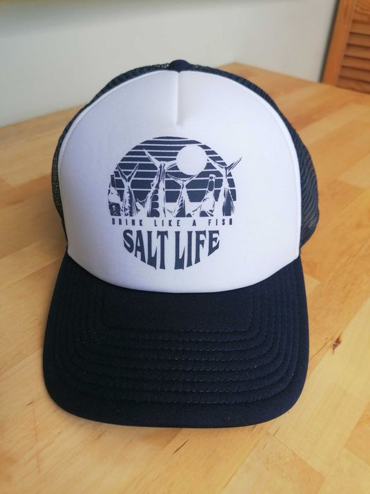 Șapcă Pescari Pescuit Plaja Vacanta Barca - Salt Life Originală – Nouă cu Etichetă - Mesaj DRINK LIKE A FISH - Potrivit Petrecere Pescuit Bulaci