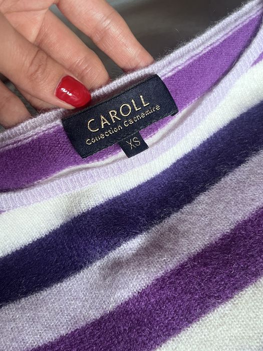 Caroll Paris, pulover 100% cașmir, în dungi, mov