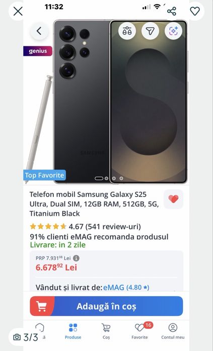 Samsung Galaxy S25 Ultra 512gb black titanium,  NOU, sigilat