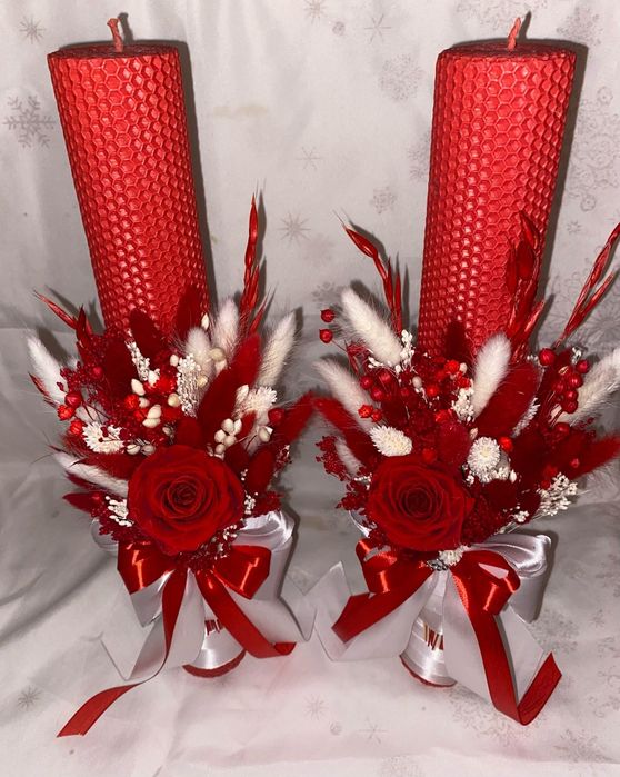 Lumanari cununie cu trandafiri criogenati