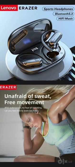 ERAZER by Lenovo Блютуз наушники беспроводные спорт Bluetooth sport