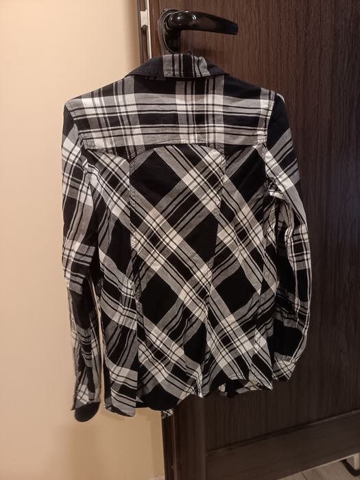 Дамска карирана черна риза