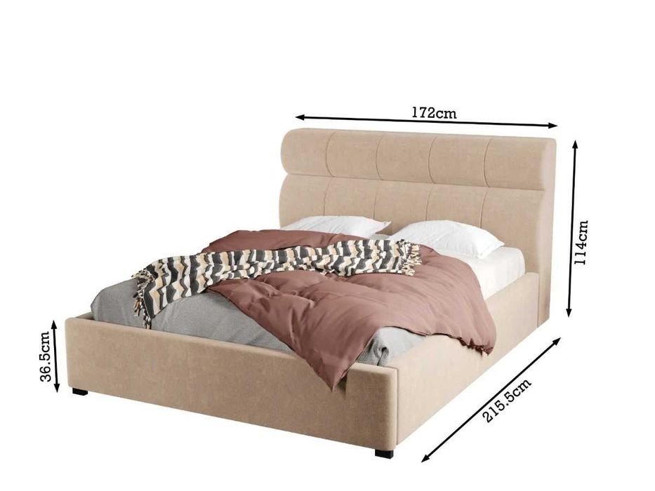 Pat Tapitat Galacto cu somiera rabatabila & lada de depozitare 160x200