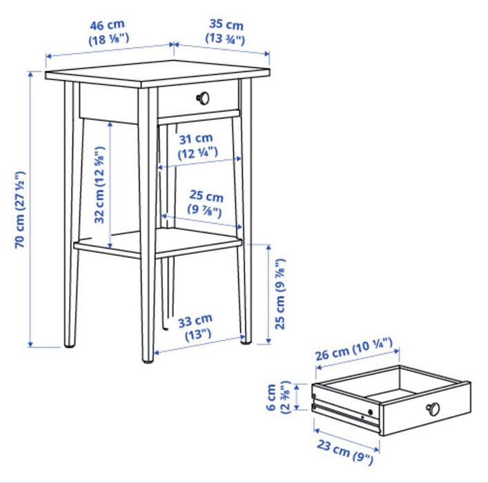 Noptieră IKEA HEMNES, albă – stare impecabilă