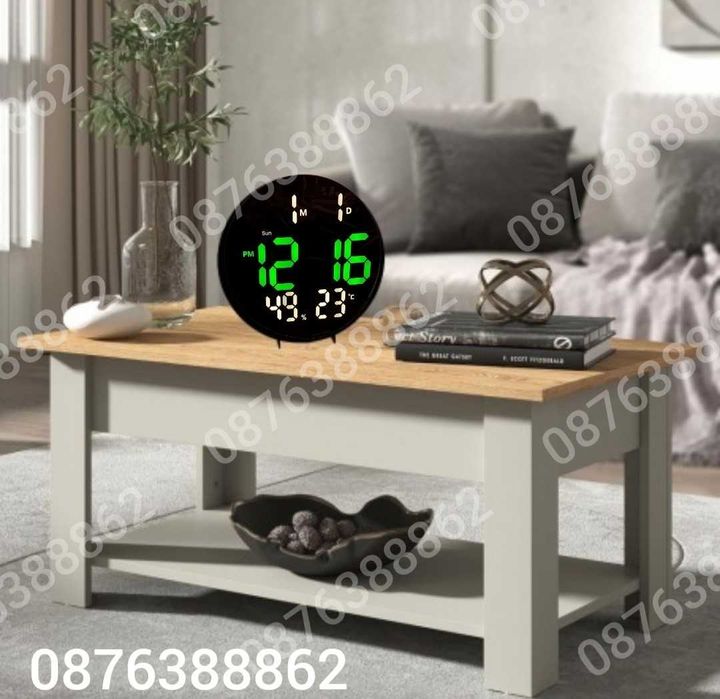 Електронен часовник с голям кръгъл лед дисплей и дистанционно