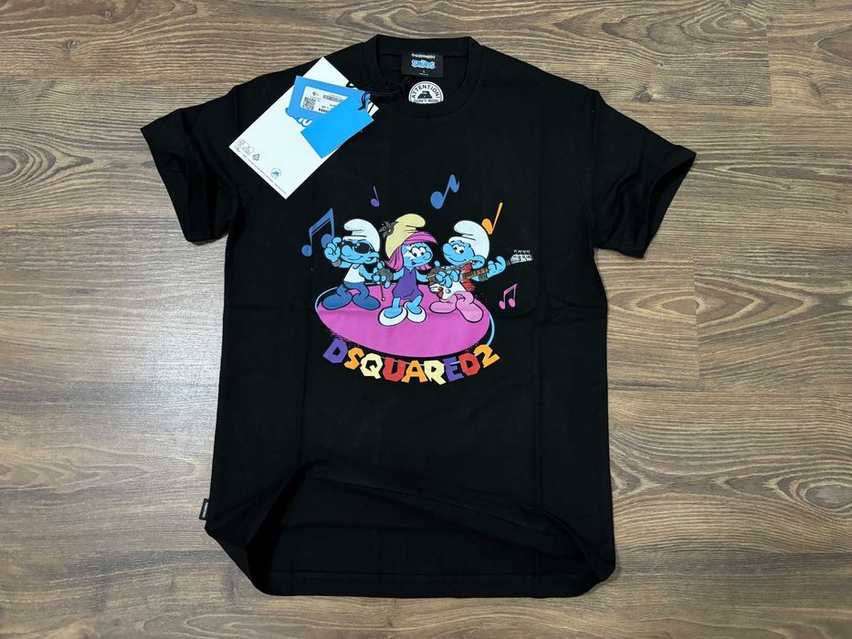 Мъжка тениска Dsquared2 The Smurfs Slim Fit Бяла/Черна