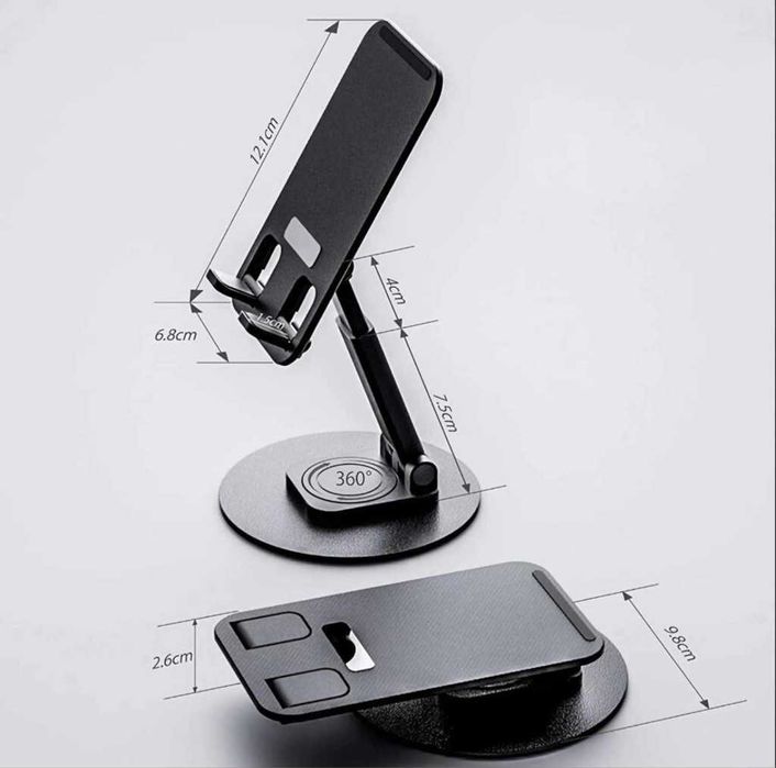 Алуминиева Стойка за телефон или таблет, за маса или бюро, Въртене 360