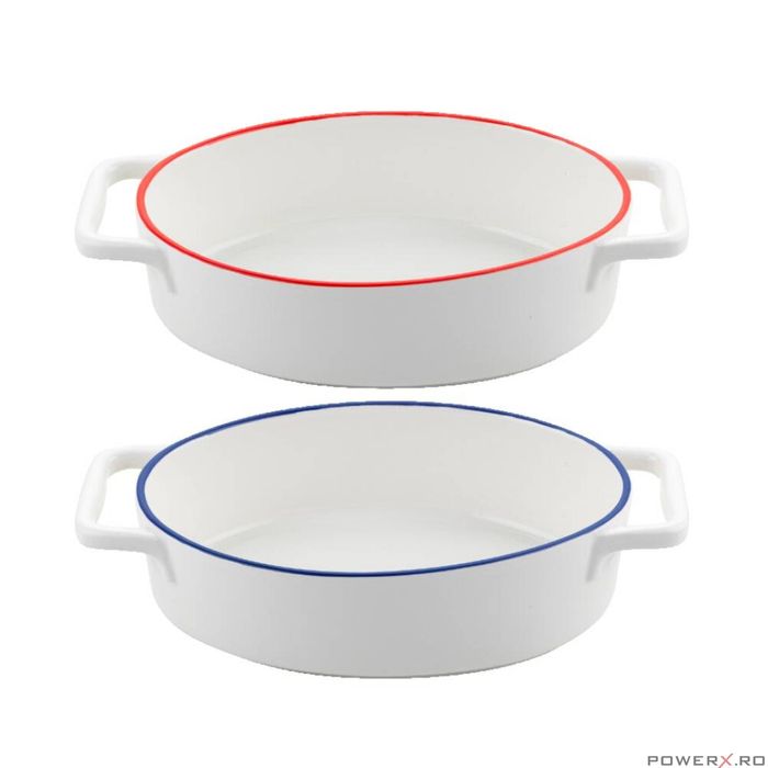 Vas termorezistent din ceramica oval pentru cuptor, 27 x 15 x 6.5 cm,