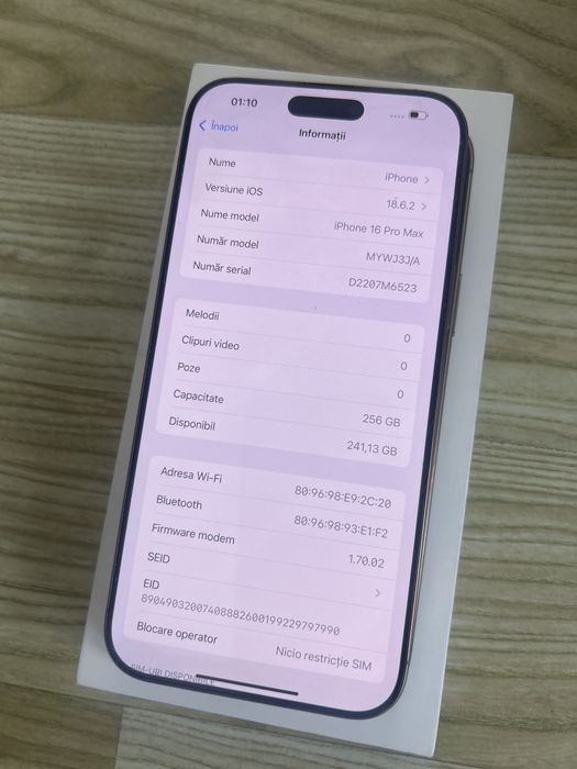 iPhone 16 PRO MAX   100 % Bateria  NOU  Accept Schimburi