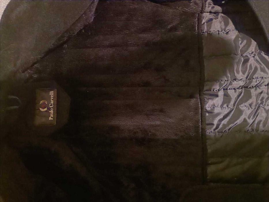 Palton negru de iarna pentru barbati, captusit cu casmir, marime 46