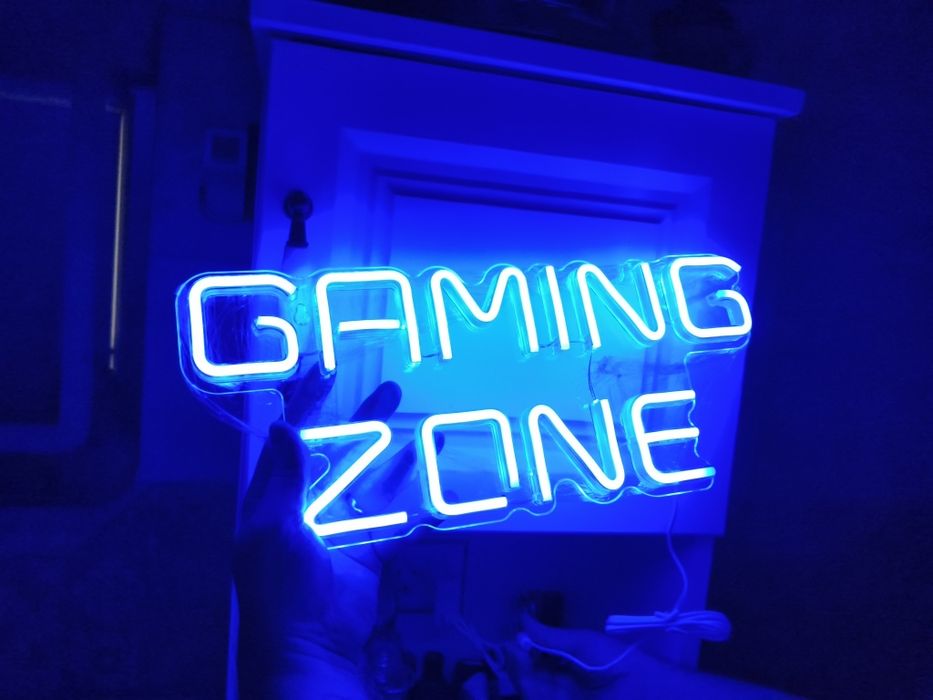 Neon LED Gaming Zone – lumină albastră decor – nou