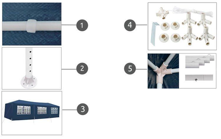 Cort pavilion pentru gradina, curte sau evenimente 3x9m, bleumarin