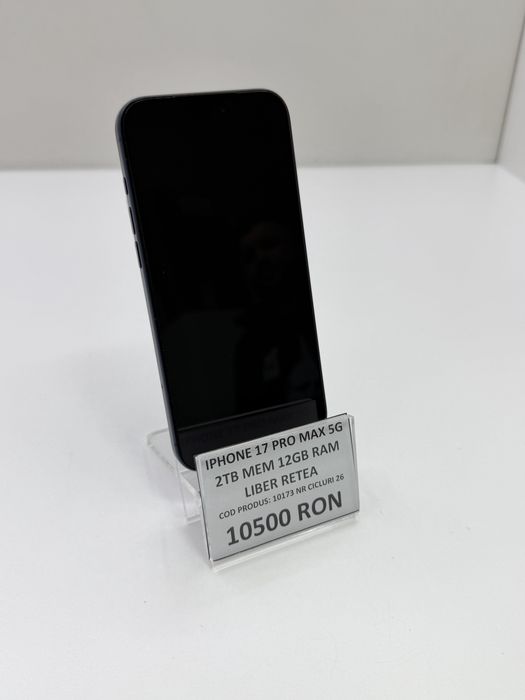 iPhone 17 Pro Max 2TB 5G Deep Blue, 26 cicluri, ca nou