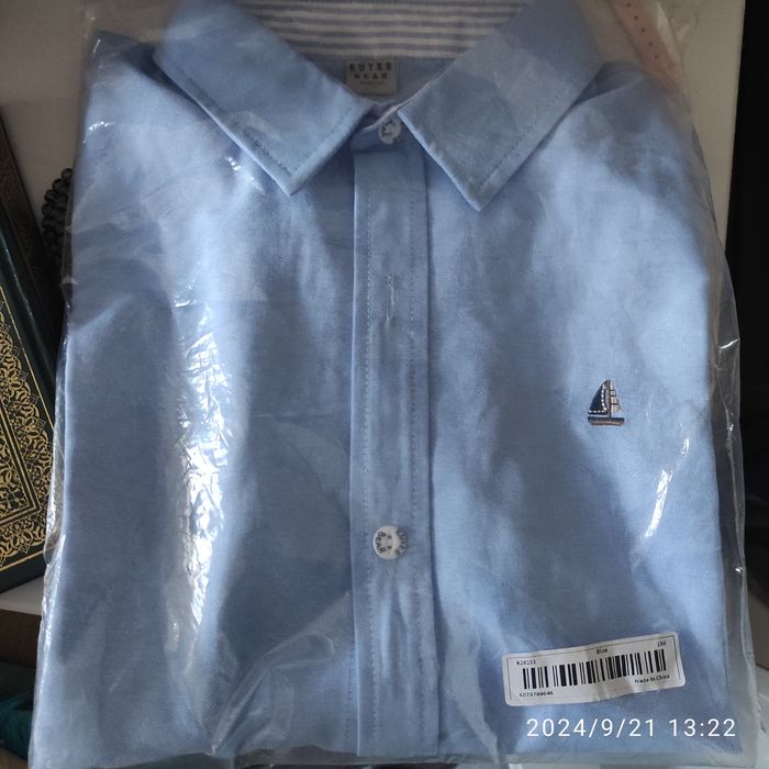 Рубашка на мальчика голубая рост 150