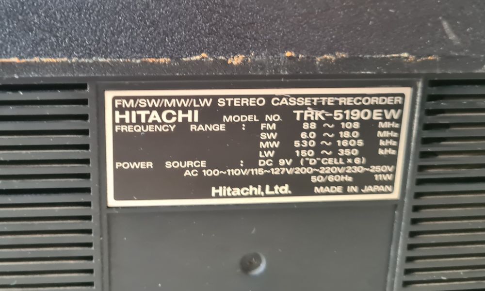 Hitachi TRK-5190EW Boombox Radio Casetofon Vintage Retro Vechi