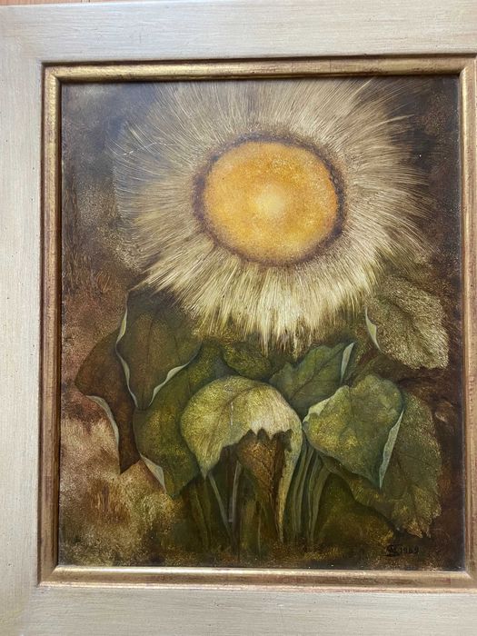 M. Spelthahn tablou pictura ulei artist german floarea soarelui aur22k