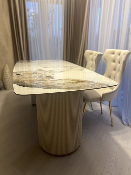 Masa dining blat de compozit de marmura