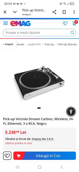 Pick-up SONOS Victrola Stream Carbon, Wireless, Hi-Fi, Ethernet,