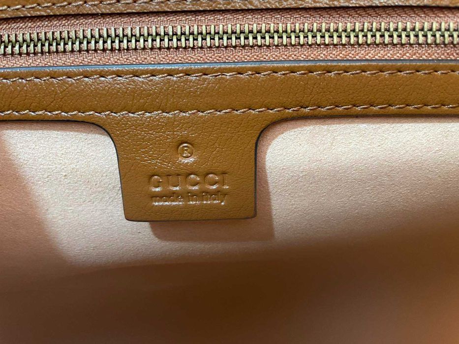 Чантa Гучи Оригинална Златна Дръжка GG Лого Marmont Кафява Кожа Gucci