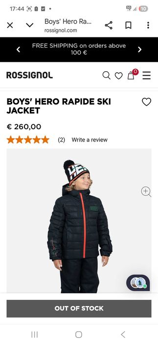 Rossignol Hero детско ски яке , размер 10г.,вод.стълб 20000, като ново