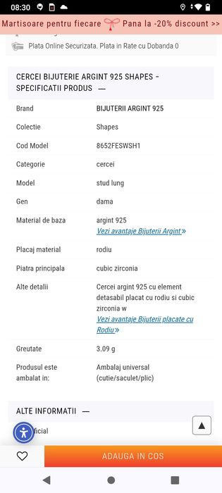 Cercei argint 925 B&B