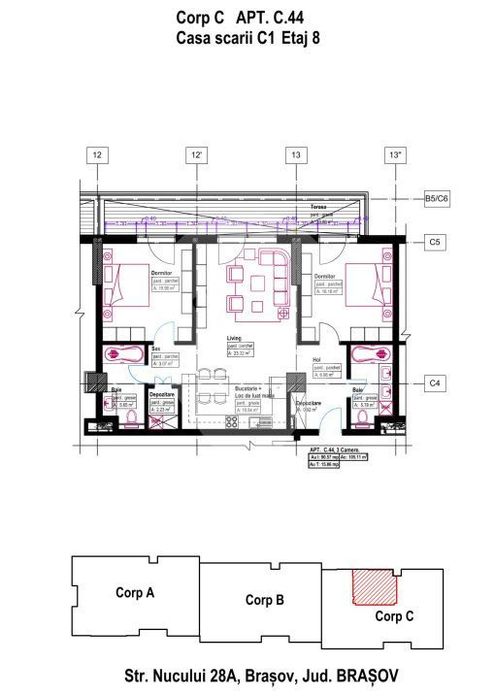 Carpathia Residence- Apartament 3 camere-Decomandat