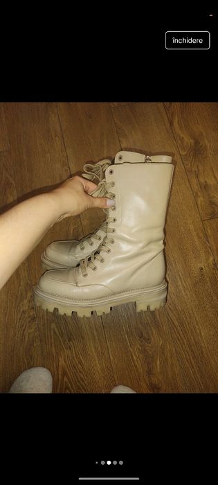 Bocanci cu șireturi Uterque din piele naturala