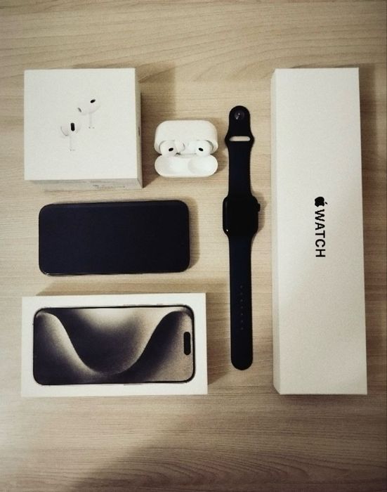 iPhone 15 Pro + AirPods Pro 2 + Apple Watch SE 2
