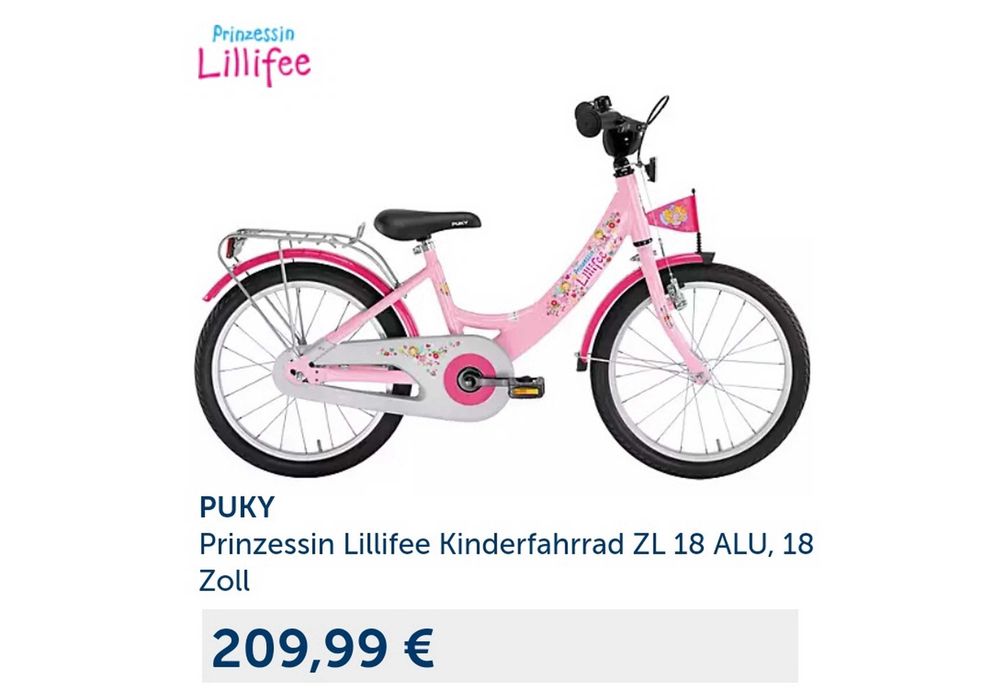 Bicicletă pentru copii 18’ PUKY ZL 18-1 Prinzessin Lillifee - roz