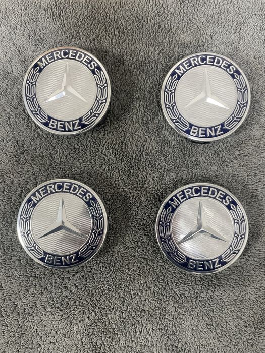 Set capace jante aliaj Mercedes Benz 75MM gri negru albastru
