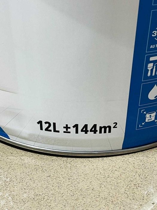 Vopsea lavabila albă V33 pentru pereți și tavane, mată, 2 în 1, 12 l