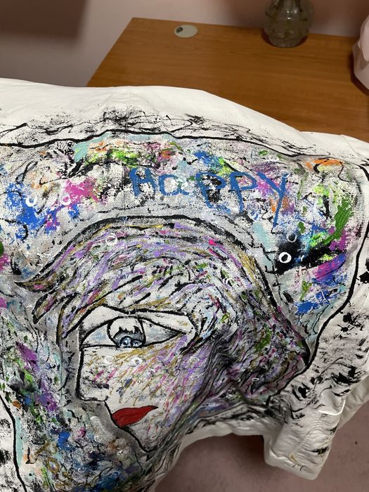 Jachetă denim pictată manual – unicat – handmade