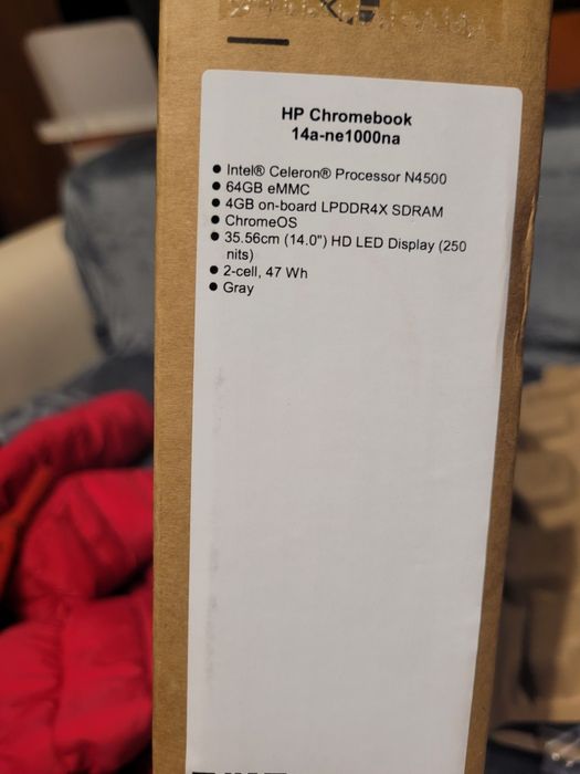 HP Chromebook 14a-ne1000na:
Intel Celeron Processor N4500
64GВ еMMC
4GB onboard LPDDR4X SDRAM