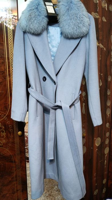 Пальто турция голубое