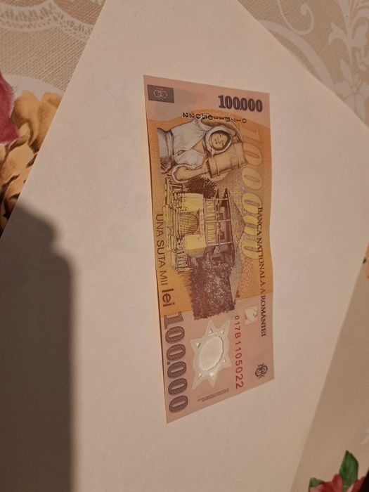 Bancnota Veche Romaneasca 100 000 2001