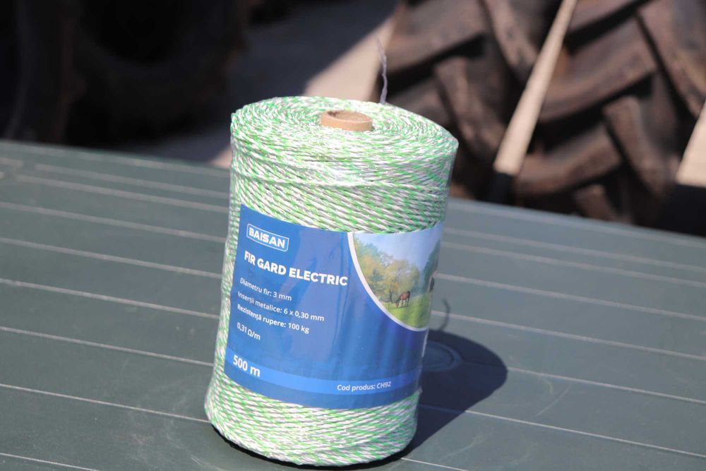 Rola fir verde-alb fi 3mm 6x0.3mm SS 0.31 Ohm/m, 500m gard electric