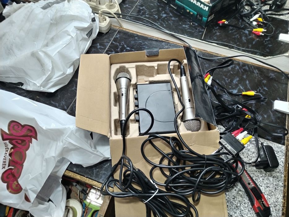 Set karaoke cu mixer și 2 microfoane