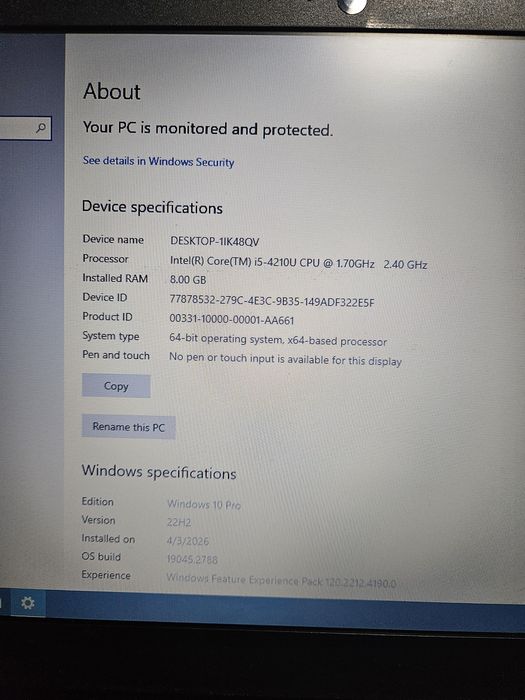 Laptop Toshiba  satellite pro