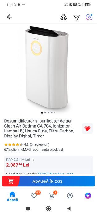 Dezumidificator si purificator aer