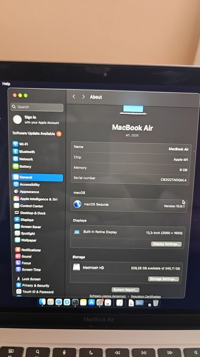 Macbook Air M1 2020 8RAM 256SSD