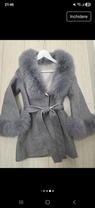 Palton calduros blana naturala