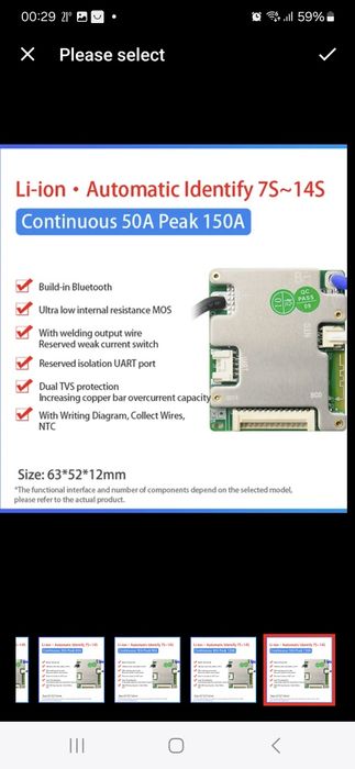 BMS JBD, bleutooth 50A continuu, la fel ca bms JK