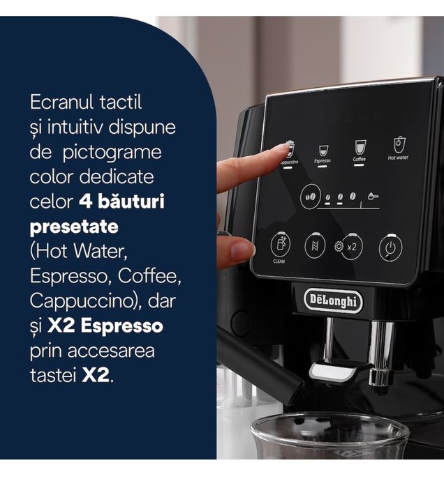 Espressor automat De’Longhi Magnifica Start Milk ECAM220.60.B, 5 bauturi, Tehnologie LatteCrema(Expressor, Expresor, Aparat de cafea)