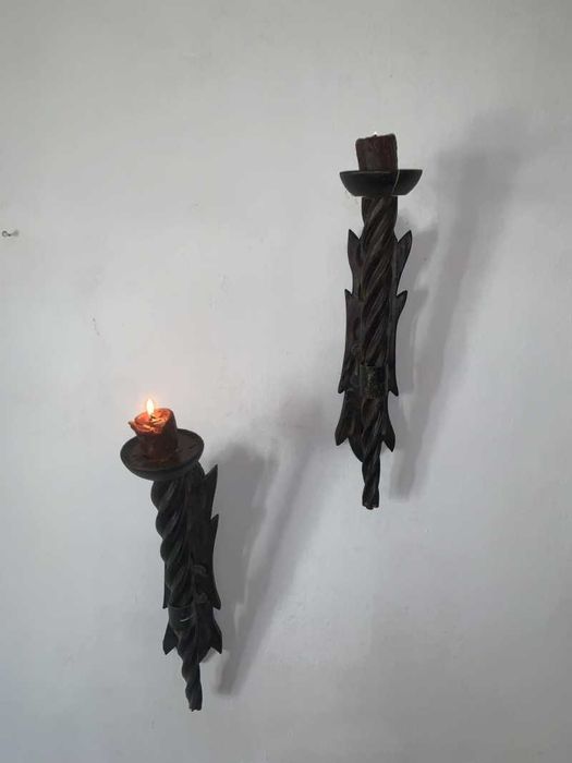 Torta lumanare din lemn cu fier forjat decor
