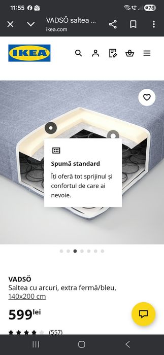 Saltea Ikea 140 x200 cm