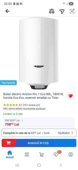 Boiler electric 80 litri