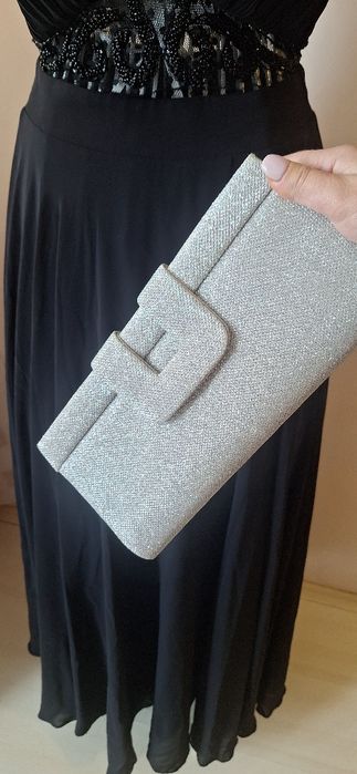 Черна Бална Дълга Рокля с Тюл - S