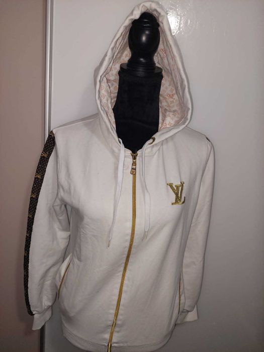 Jacheta Hanorac Louis Vuitton alb cu broderie aurie