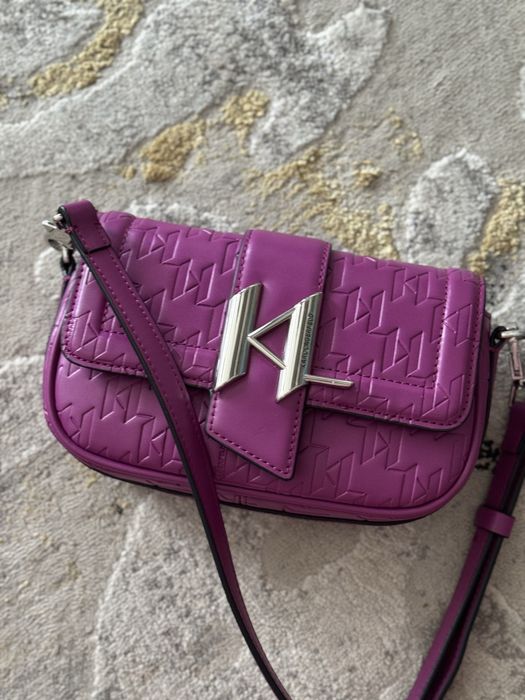 Кожена бяла чанта Michael Kors Karl Armani